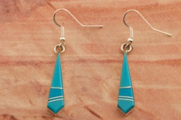 Native American Jewelry Genuine Sleeping Beauty Turquoise Sterling Silver Earrings